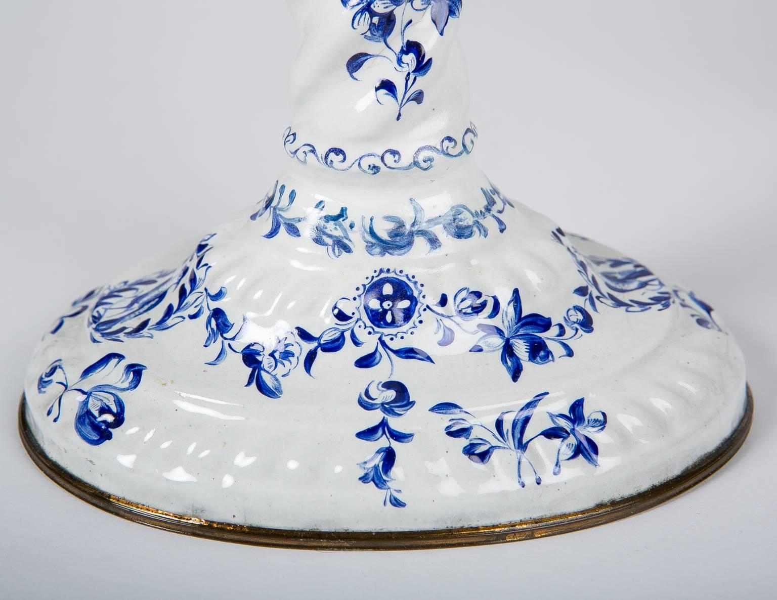 blue and white porcelain candlesticks