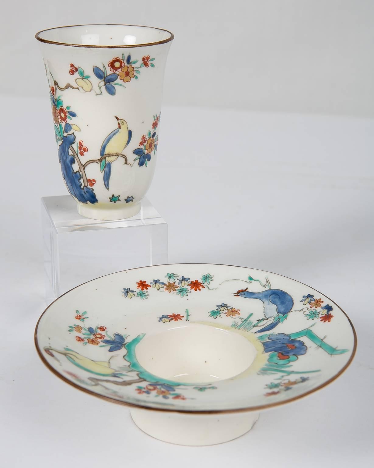 Japonisme French Trembleuse Cup and Saucer in Kakiemon Style