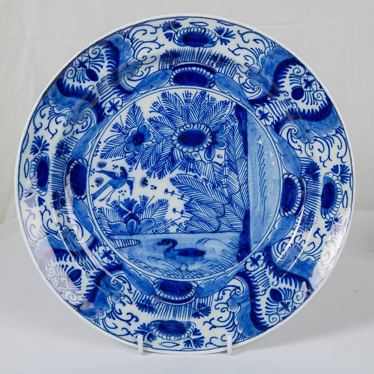 Chinoiserie Blue and White Dutch Delft Plate