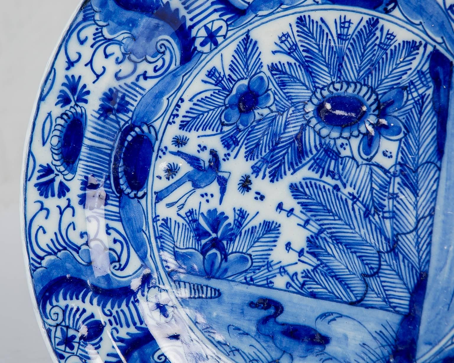 Hand-Painted Blue and White Dutch Delft Plate