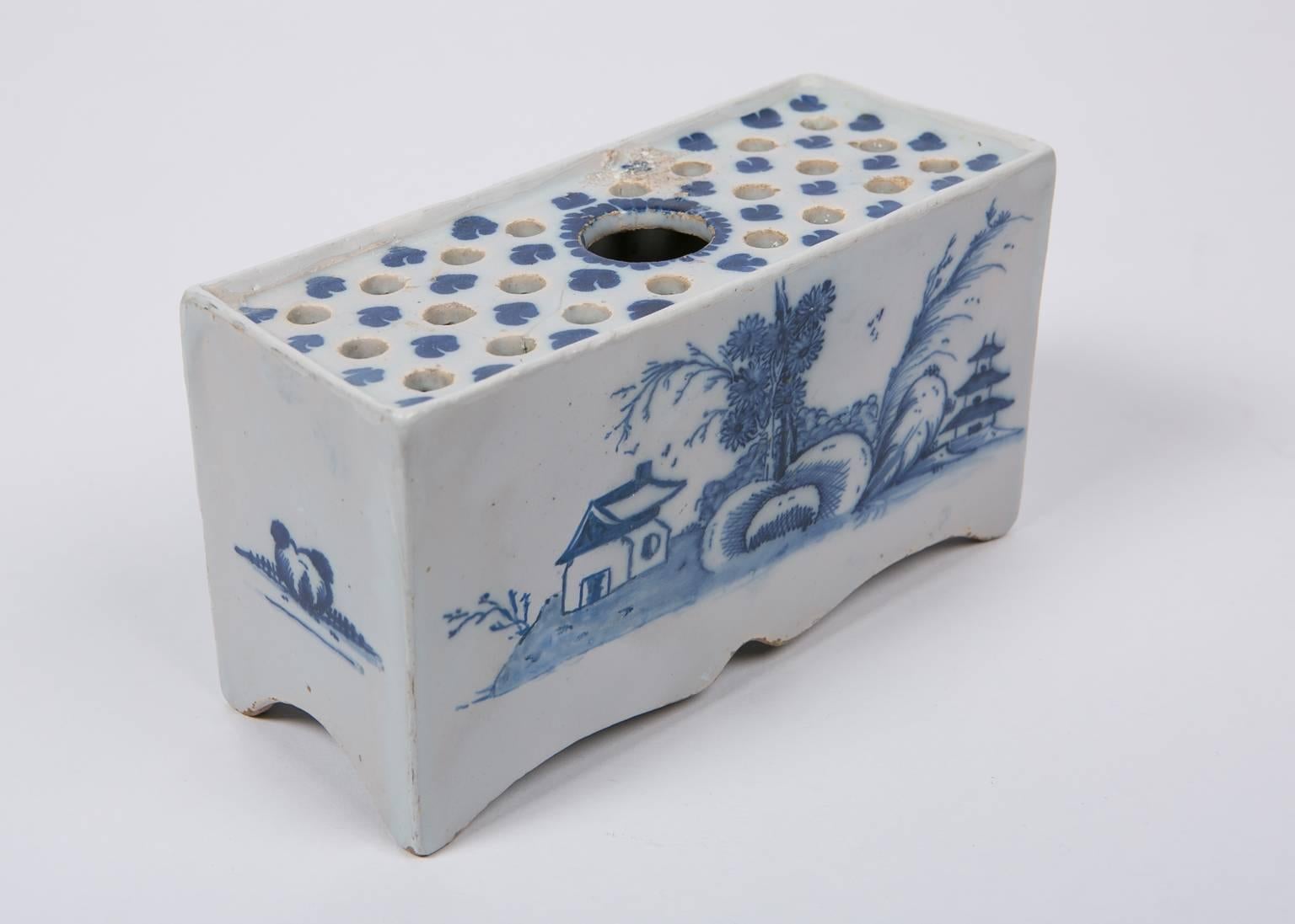 blue and white flower brick