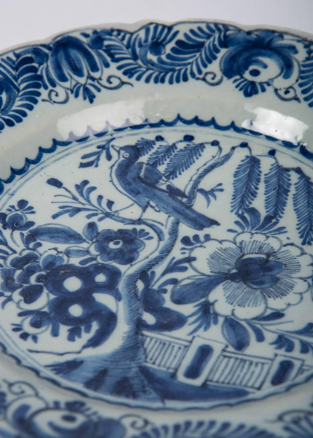 Antique Blue and White Delft Dish with Chinoiserie Decoration 1