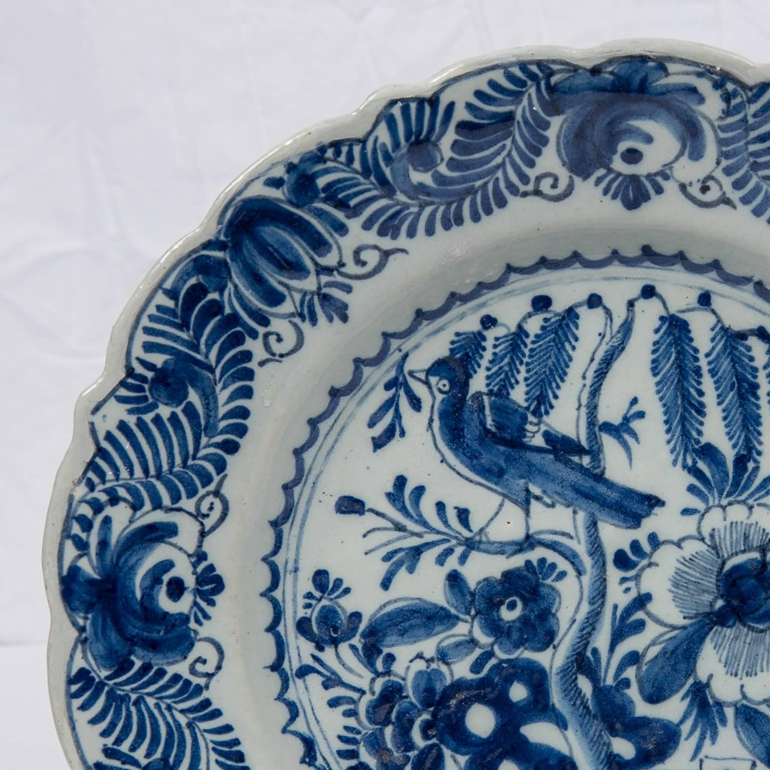 Dutch Antique Blue and White Delft Dish with Chinoiserie Decoration