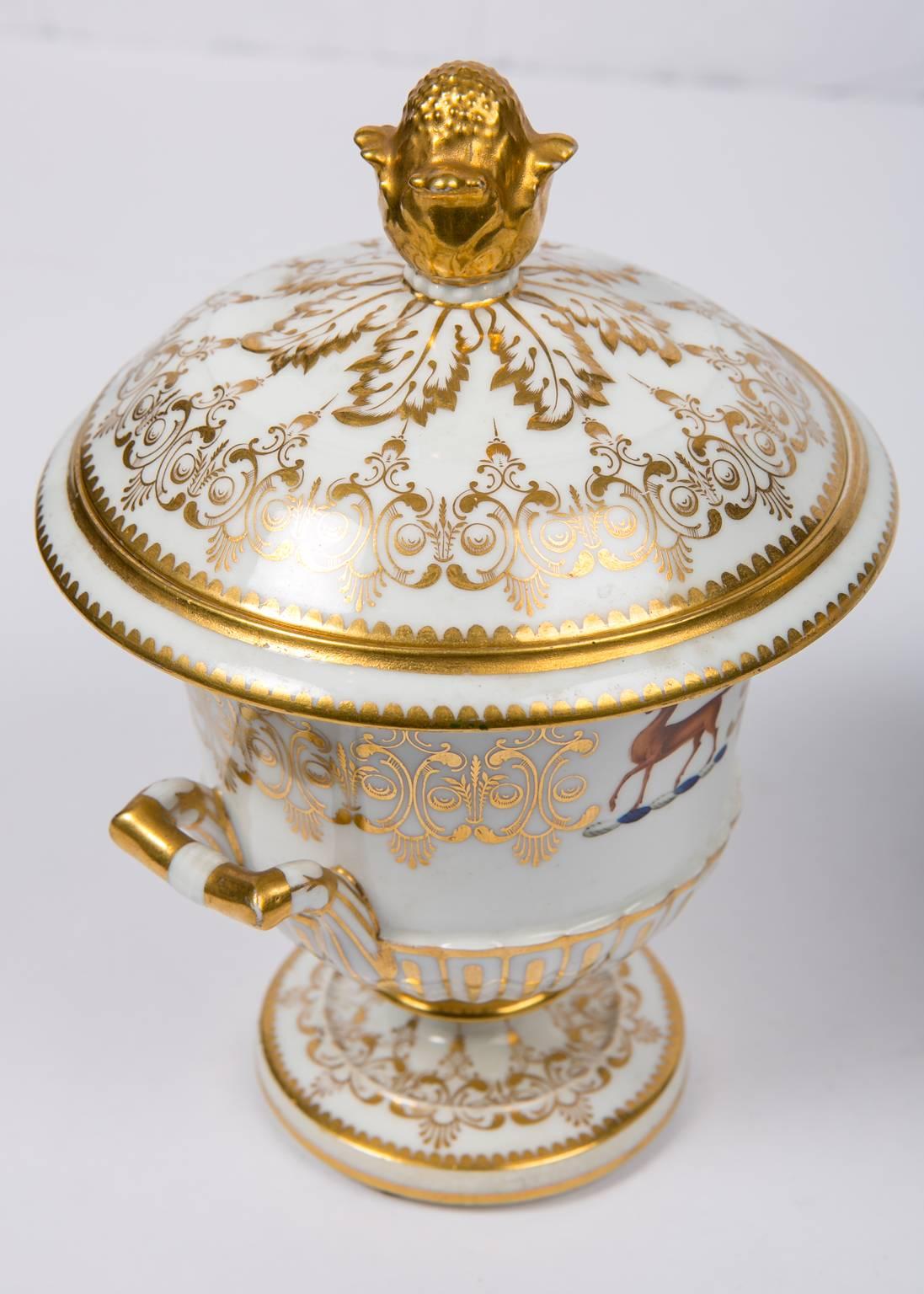 Porcelain Pair of Tureens with Armorial Crests