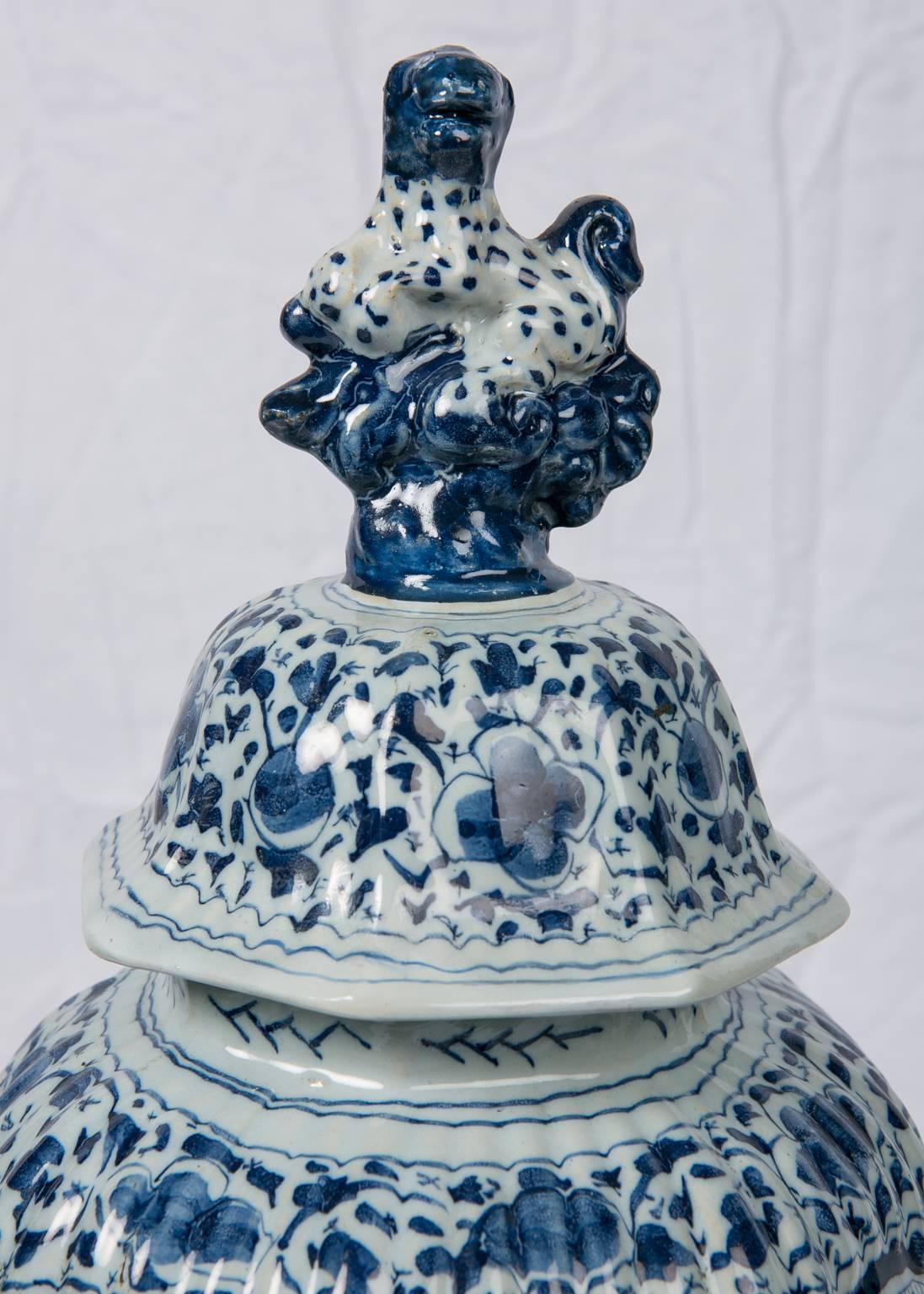 Hand-Painted Blue and White Dutch Delft Jar