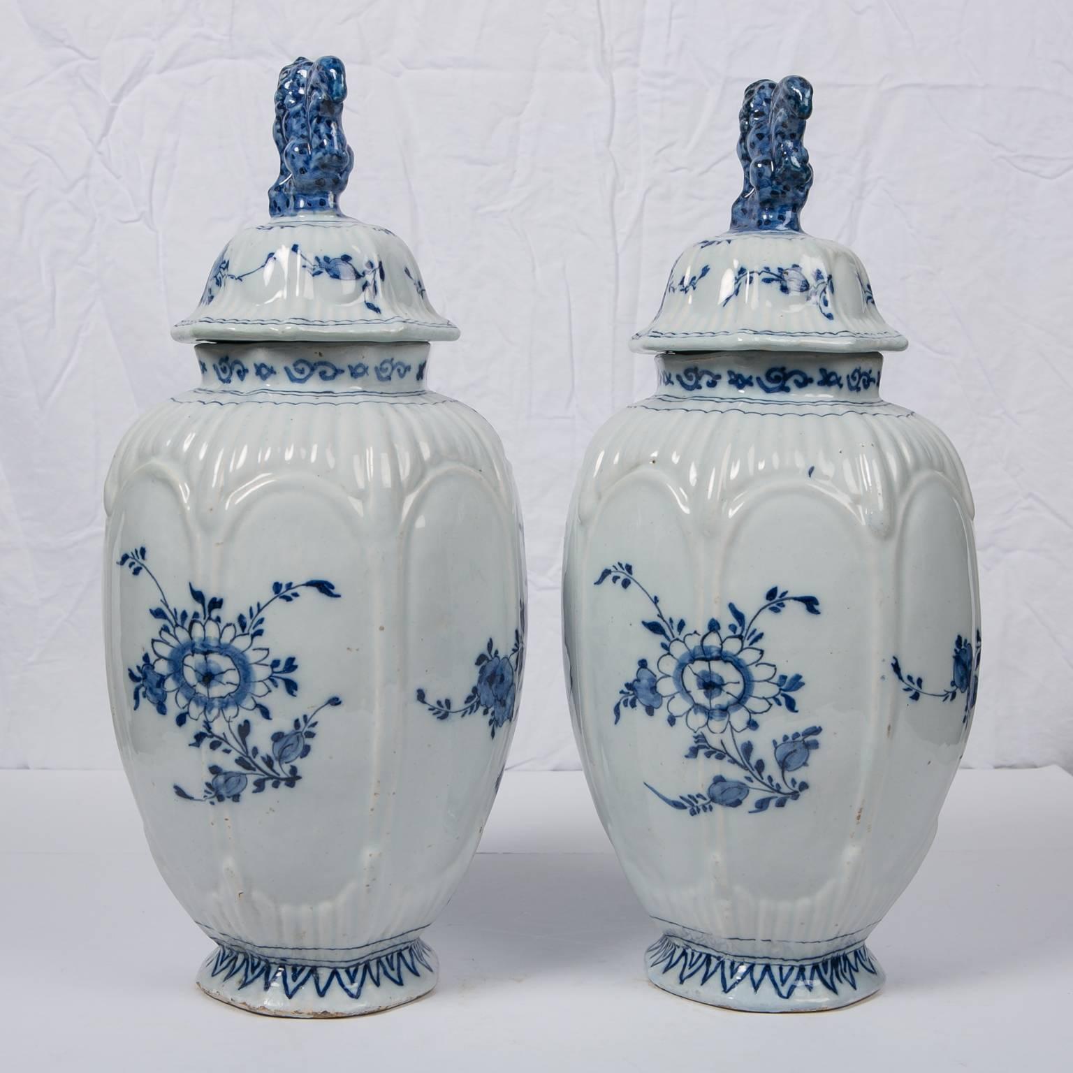 Rococo  Antique Blue and White Delft Jars