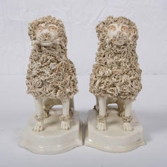 Antique Creamware Dogs Made by Nove di Bassano Made in Italy circa 1820