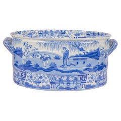 Blue and White Footbath Made by Spode in Chinoiserie Style Circa 1820