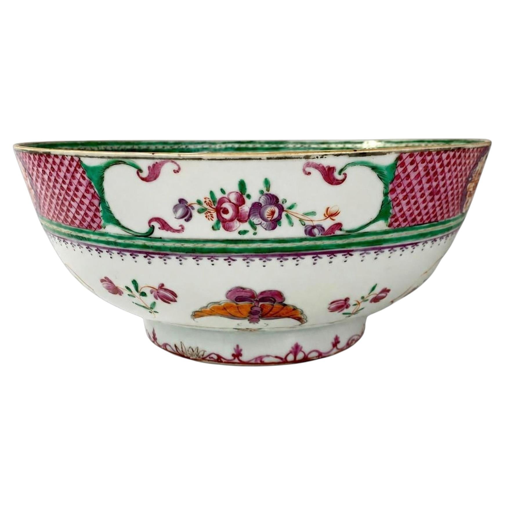 Large Antique Chinese Porcelain Bowl Famille Rose Made circa 1860