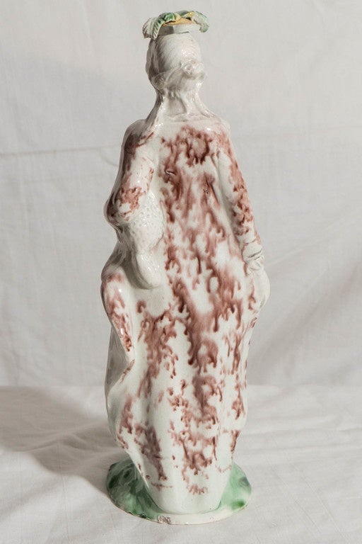 Antique Staffordshire Ralph Wood Figure of a Shepherdess In Excellent Condition In Katonah, NY