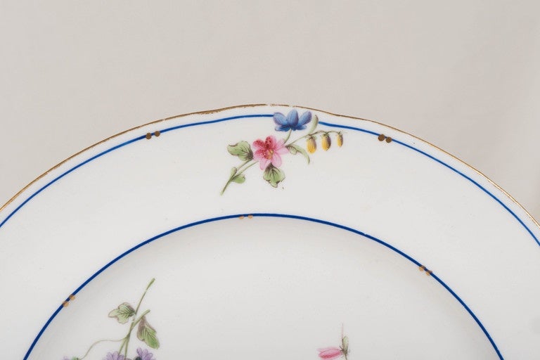 Peint à la main Douzaine de plats en porcelaine de Sèvres