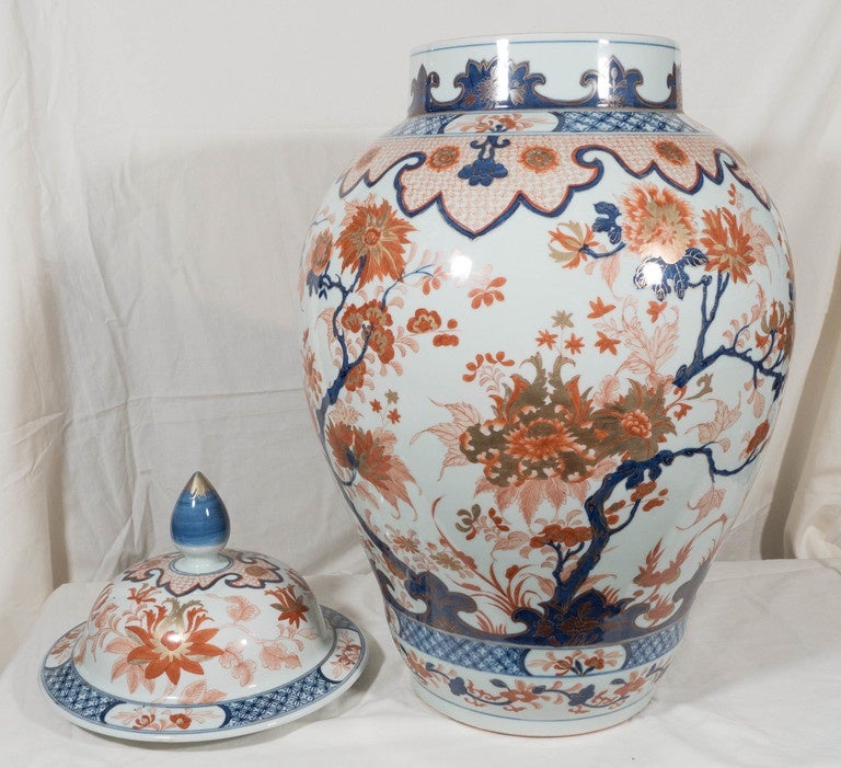 Massive Pair of Chinese Imari Covered Vases 1