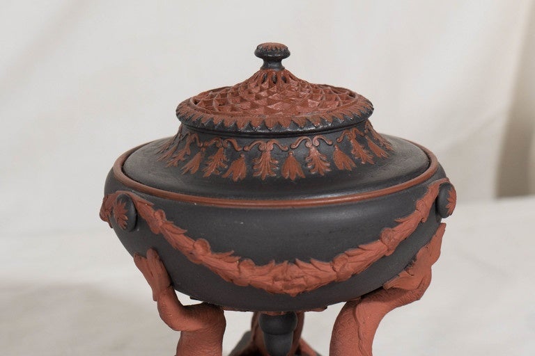 Neoclassical Wedgwood Egyptian Revival Black Basalt & Rosso Antico Incense Burner circa 1820