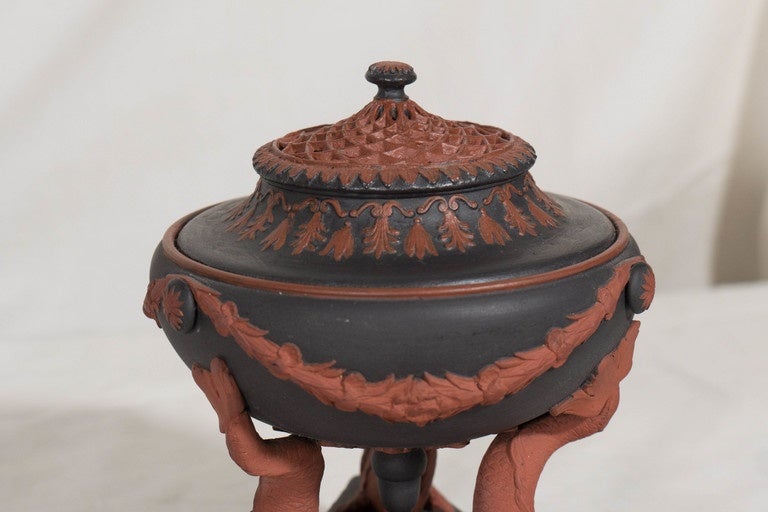 Neoclassical  Wedgwood Egyptian Revival Black Basalt & Rosso Antico Incense Burner circa 1820