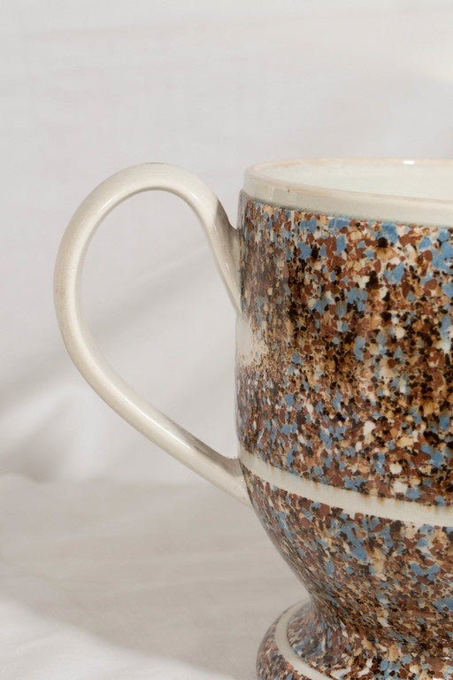 English A Mocha Ware Slip Agateware Loving Cup