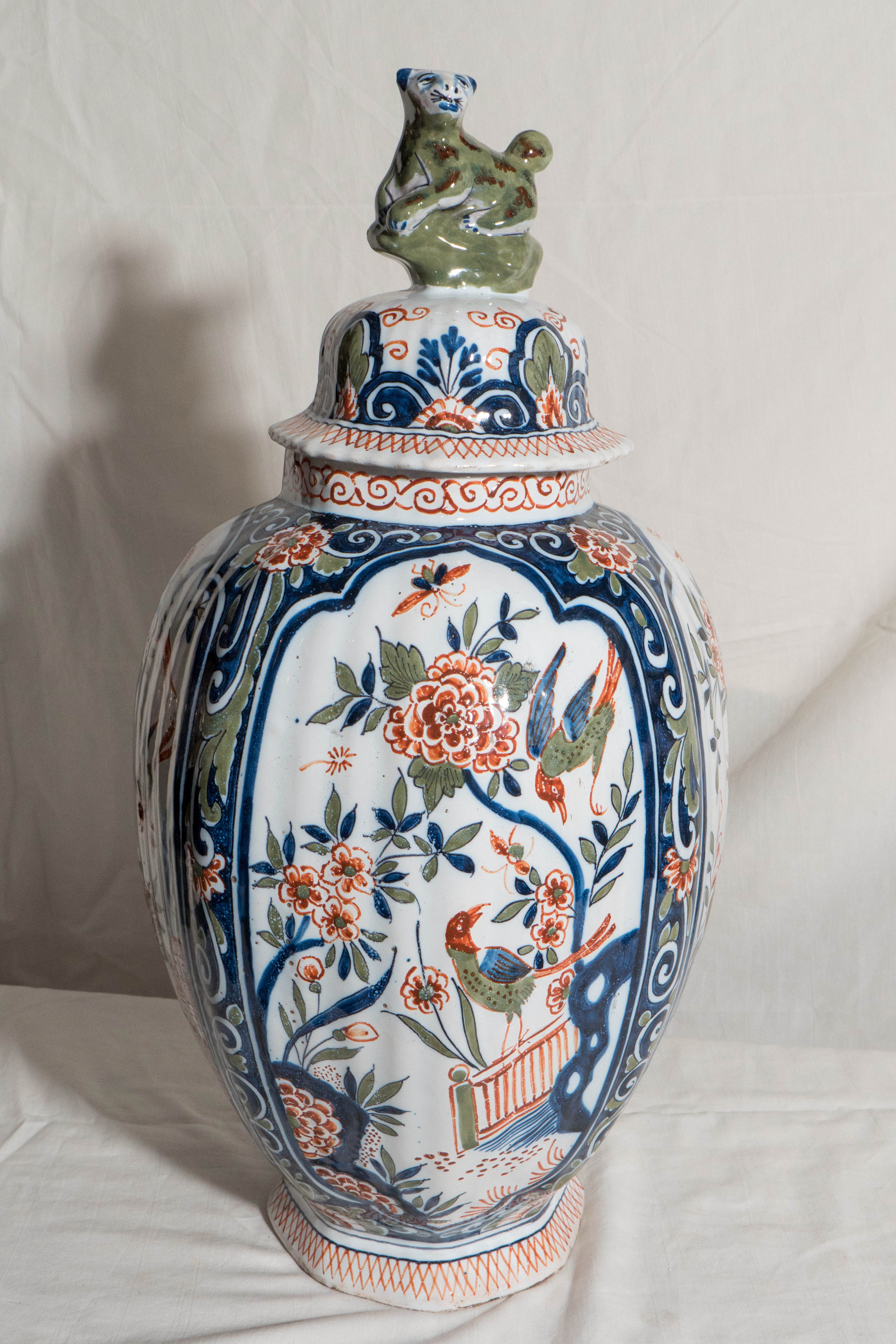 Pair of Dutch Delft Polychrome Vases