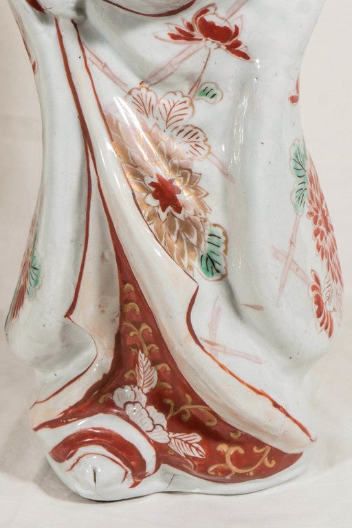 18th Century and Earlier Pair Antique Japanese Porcelain Figures of Kabuki Actors