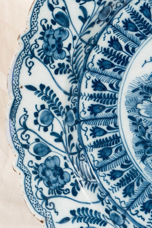 Hand-Painted Pair of Dutch Delft Blue and White Chargers