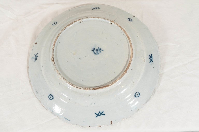 Pair of Dutch Delft Blue and White Chargers 1