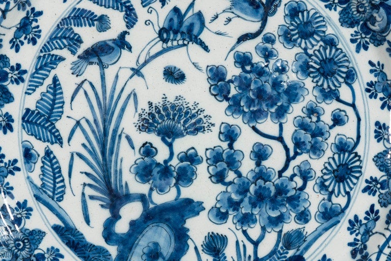 Large 18th Century Dutch Delft Blue and White Charger