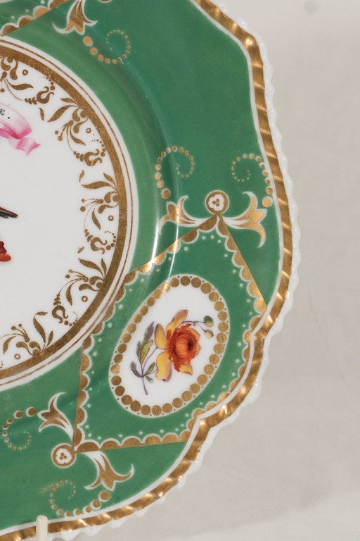  Englischer Porzellan-Wappenteller mit Adlermotiv, handbemalt, von Industry and Hope (19. Jahrhundert) im Angebot