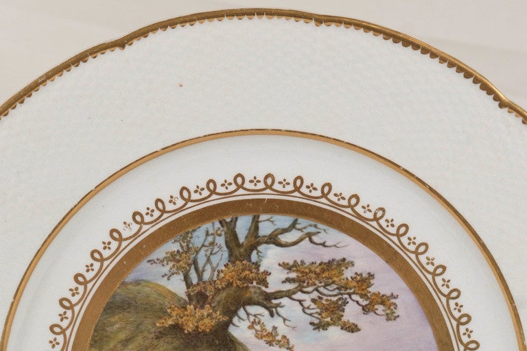 Regency Scène de chasse au renard peinte à la main sur une assiette anglaise ancienne fabriquée vers 1815 en vente