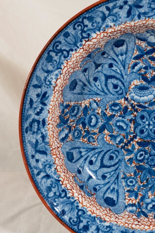 Pair of Red White and Blue Deep Dishes