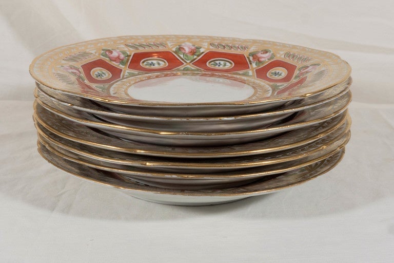 Set of 18 Antique Coalport Dishes in the Red 