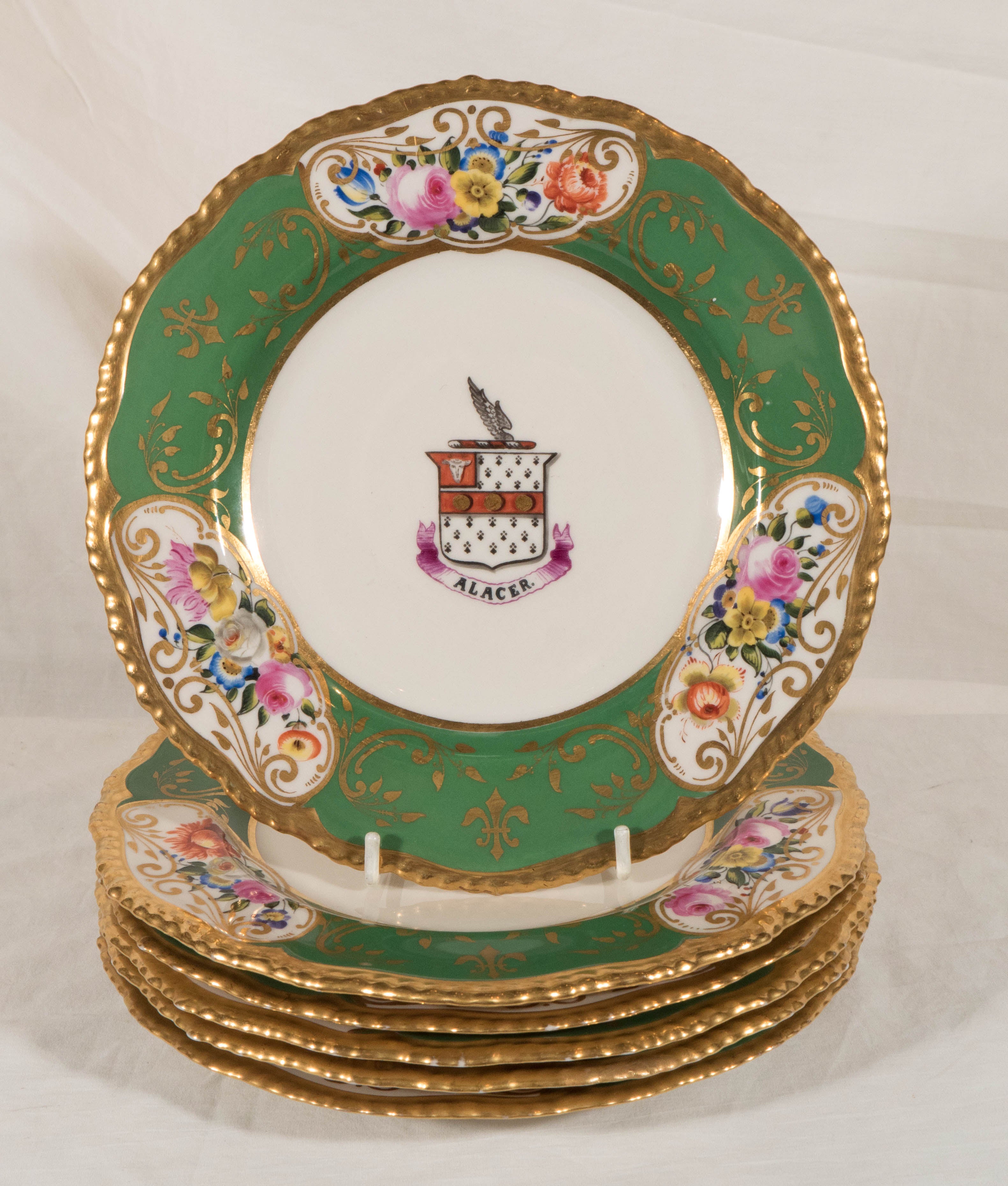 Set of a Dozen Chamberlain
s Worcester Armorial Dishes