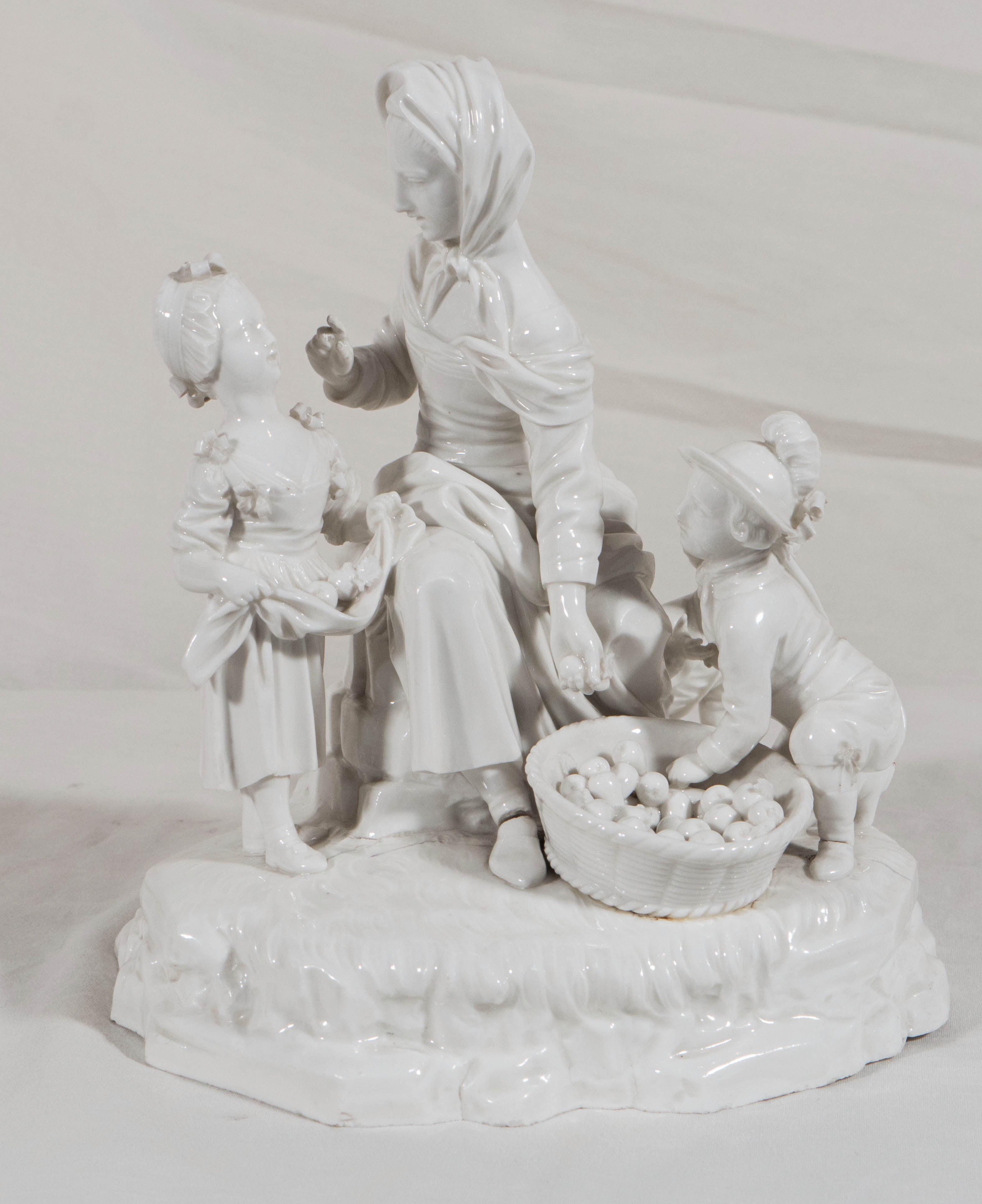 18th Century White Porcelain Höchst Figural Group of a Mother and Her Children