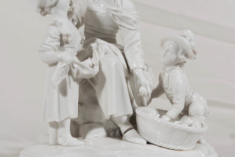 German 18th Century White Porcelain Höchst Figural Group of a Mother and Her Children