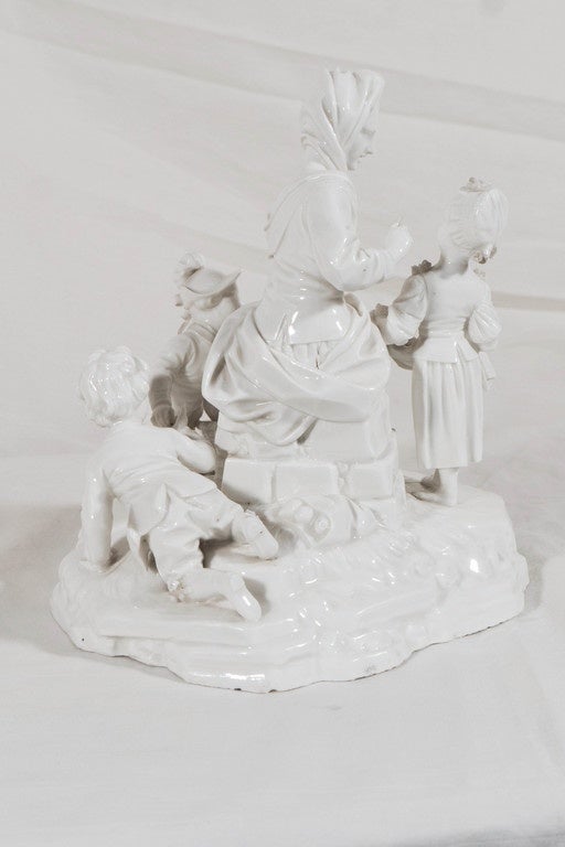 18th Century White Porcelain Höchst Figural Group of a Mother and Her Children 1