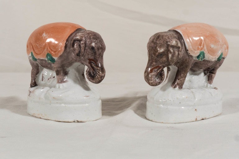 English Pair of Small Staffordshire Elephants