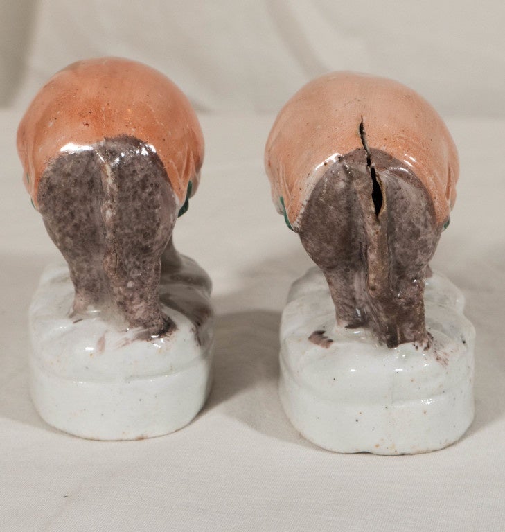 Pottery Pair of Small Staffordshire Elephants