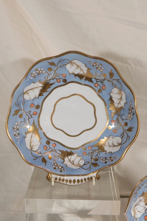 Ridgway Porcelain Light Blue Dessert Service In Excellent Condition In Katonah, NY