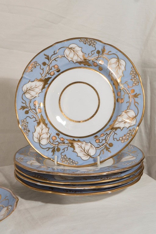 Early Victorian Ridgway Porcelain Light Blue Dessert Service