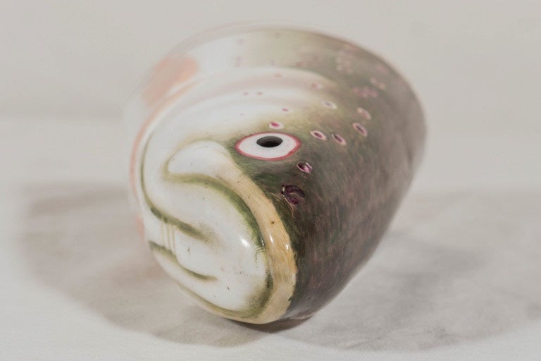 Hand-Painted Trout Head Porcelain Stirrup Cup, The Angler's Delight