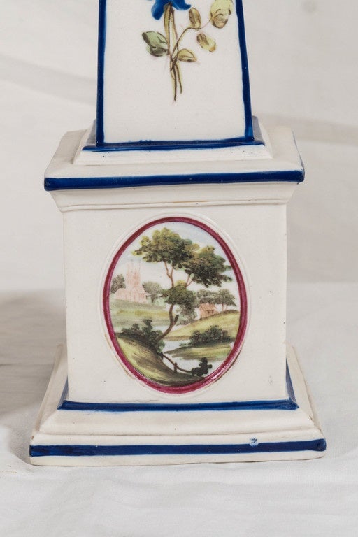 Hand-Painted Pair of English Stoneware Obelisks