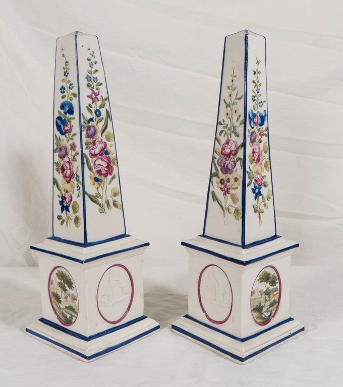 Pair of English Stoneware Obelisks In Excellent Condition In Katonah, NY
