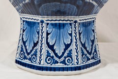 Pair of Large Dutch Delft Blue and White Covered Vases