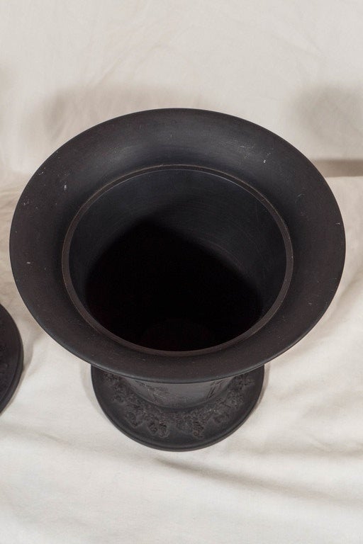 Pair of Wedgwood Black Basalt Vases 1