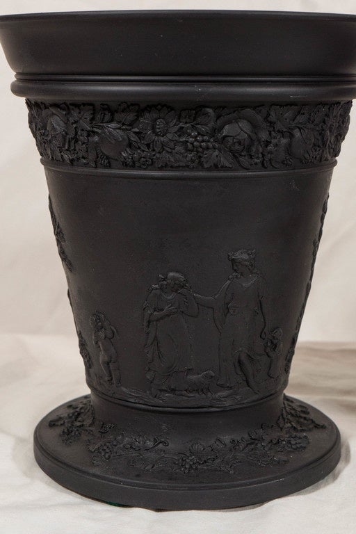 English Pair of Wedgwood Black Basalt Vases