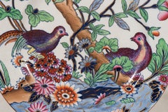 Pair of Spode Pearlware Dishes with Partridges Painted in Greens Blues & Purple
