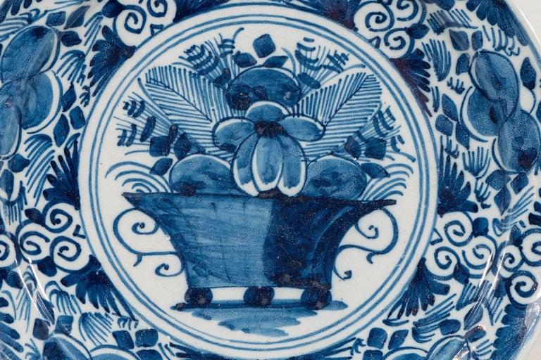 Pair of 18th Century Blue and White Dutch Delft Dishes