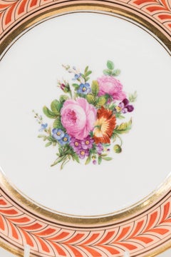 Set of Eleven Antique French Porcelain Plates Hand-Painted Made circa 1820