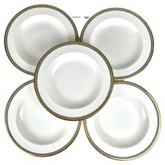 Dozen Chain Link Border Porcelain Soup Dishes Minton England, Circa 1860