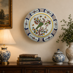 Piatto da portata antico di Delft del XVIII secolo, ceramica olandese policroma, 1780 circa