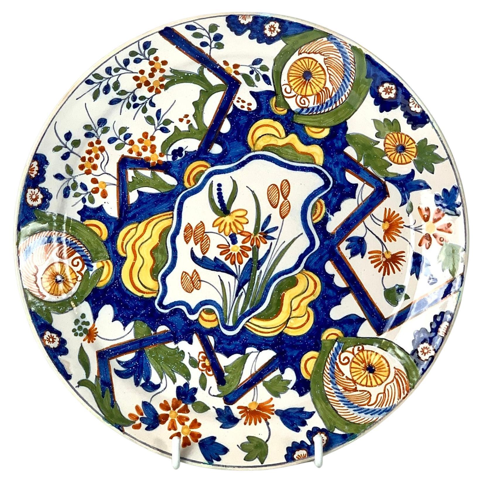 Set di 5 piatti antichi di Delft dipinti a mano nei Paesi Bassi con il motivo del "fulmine" C.C. 1820 in vendita
