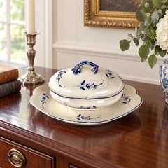 Antique Blue and White Mennecy Porcelain Tureen Mid-18th Century France Ca. 1750