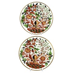 Pair Minton Porcelain Chinoiserie Plates Hand Painted England Circa 1805